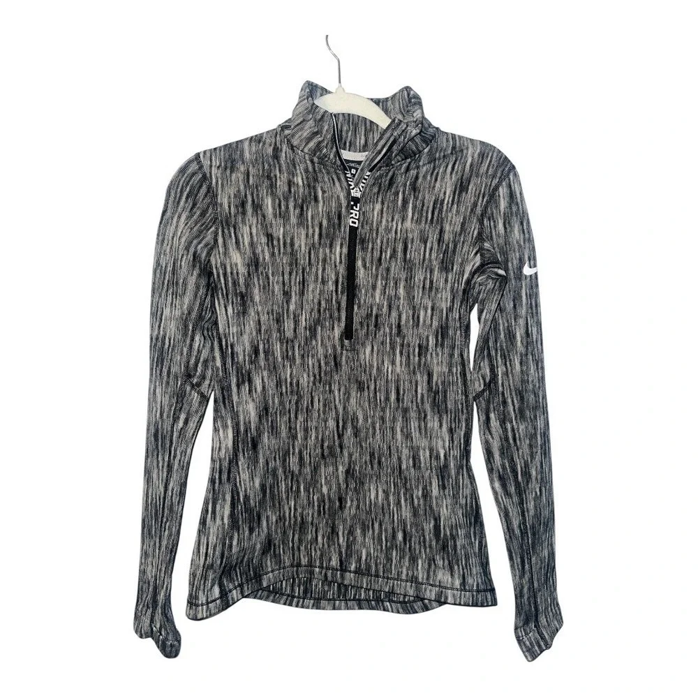 Nike‎ Pro Black/White Hyperwarm Quarter Zip, Small